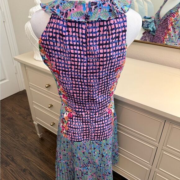 Saloni Amy Tropical Print Silk Mini Dress - Picture 2 of 6